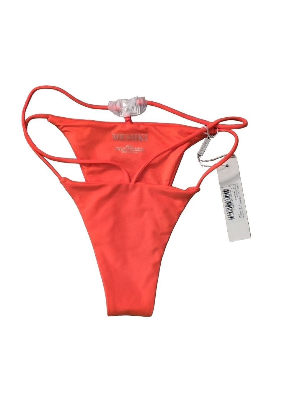 Meshki Swim Orange Carly Brazilian Swim Bottom Size Small